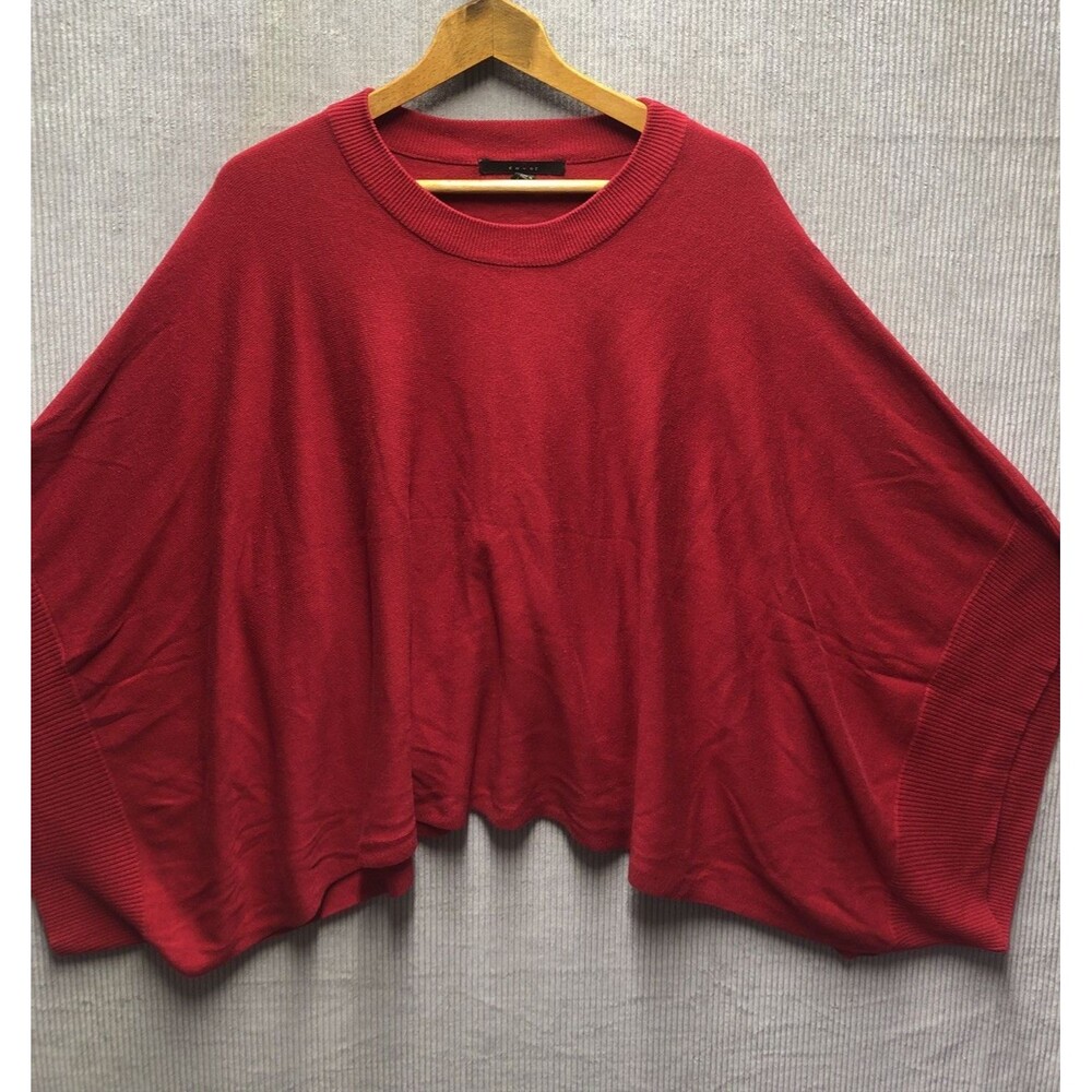 Fever Kimono Sweater L/XL Red Oversized Slouchy Lagenlook Artsy Career Knit